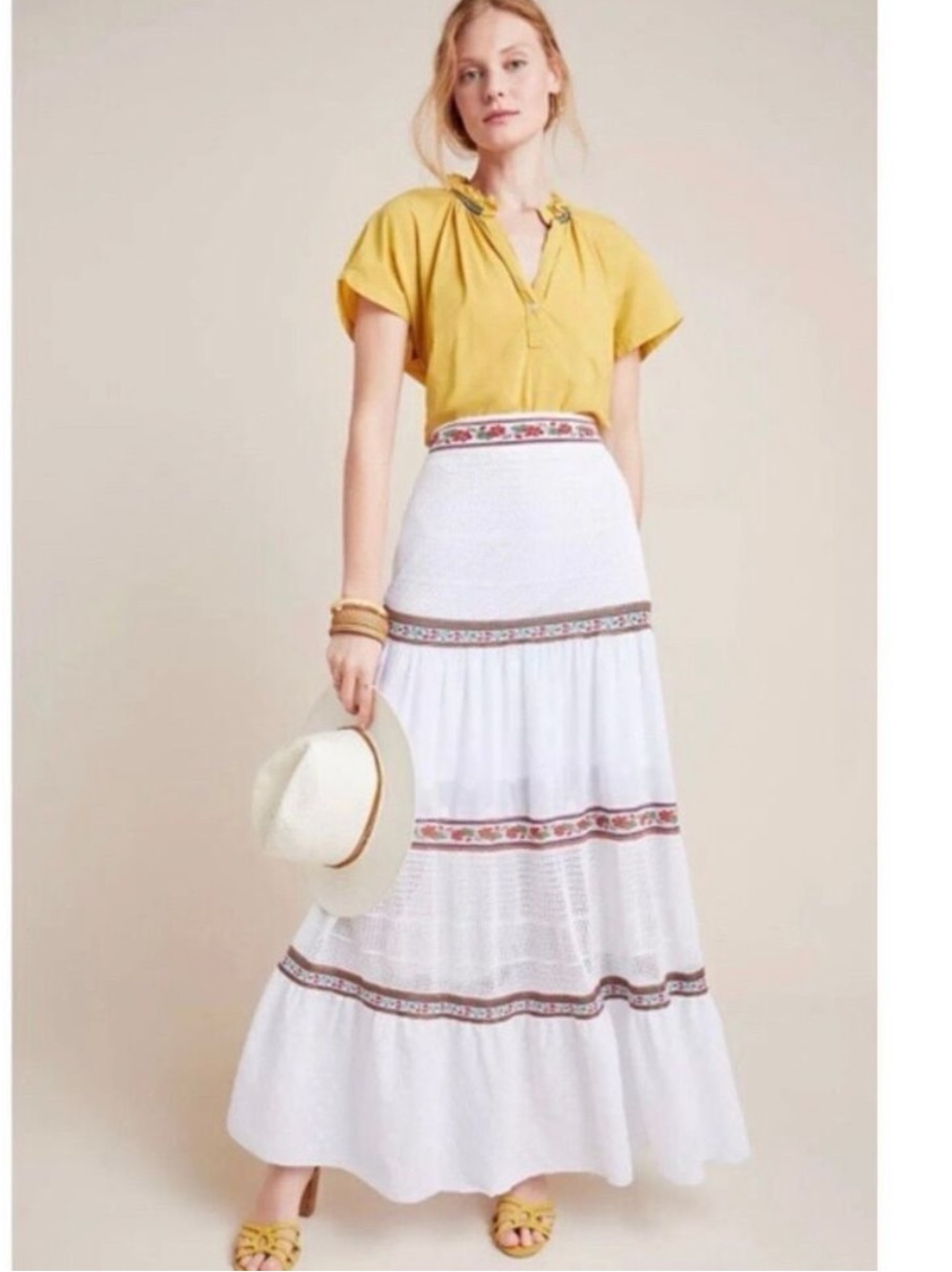Anthropologie x Cecilia Prado Lori Tiered Maxi Skirt boho Gypsy size xs